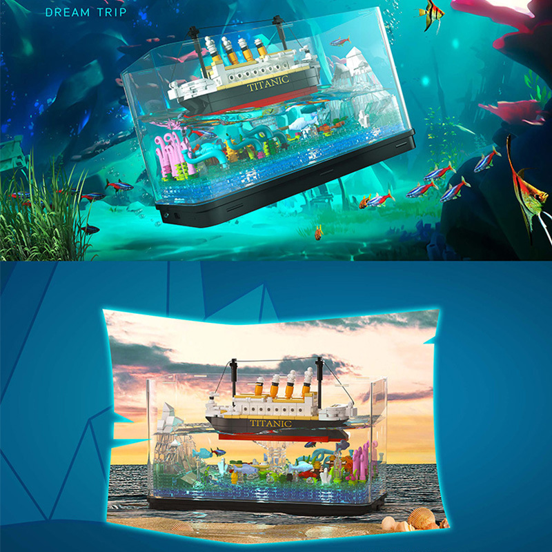 MOC Titanic Cruise Line Pirate - Aquarium Fish Tank ulasan dan harga